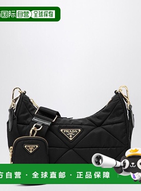 1h可退 潮奢 Prada 普拉达 女士 RE-NYLON 黑色衬垫肩包 1BC151D9