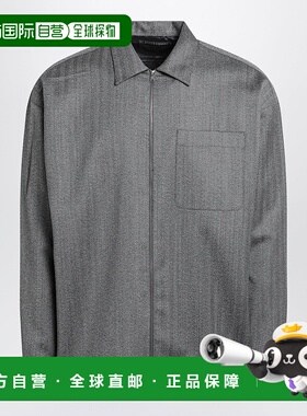 1h可退 潮奢 Prada 普拉达 男士 灰色羊毛衬衫式拉链衬衫 SC824OO