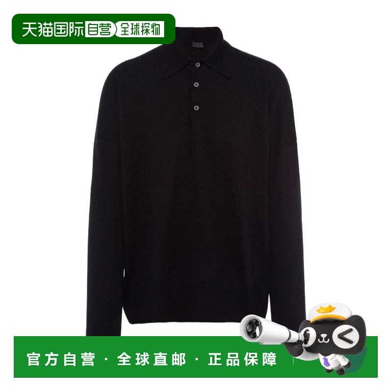 1h可退 PRADA 男士T恤 UMB3021Z7DF0002 SS2022 黑色 徽标POLO衫