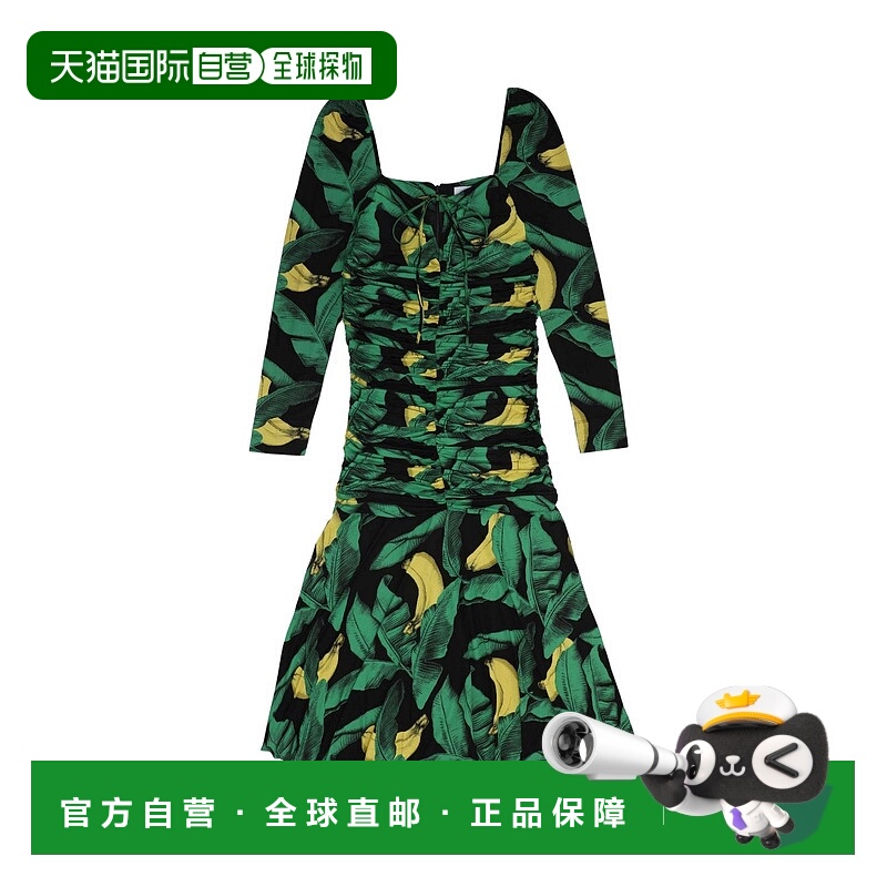 1h可退 GANNI 女士连衣裙 T3215099 AW2022 绿色 PRINTED DRAPY J