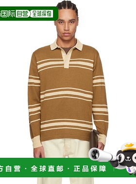 1h可退 潮奢 Drake's 男士 棕色 Linen Cotton Knitted Rugby Pol