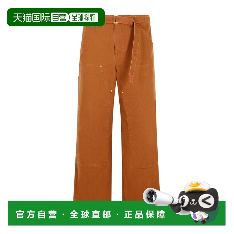 1h可退 SACAI 男士休闲裤 2500991S624 AW2025 棕色 腰带环休闲裤