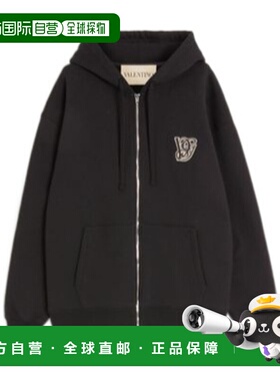 VALENTINO 男士卫衣 VMF29PB360NO AW2025 黑色 贴片连帽卫衣长袖