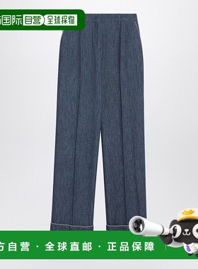 VALENTINO 女士休闲裤 7B3DD6F19AGCK8 AW2025蓝色阔腿裤直筒裤