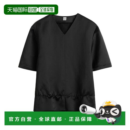 TOTEME 女士衬衫 262WRT0714FB0623001 SS2026亚麻黑色短袖