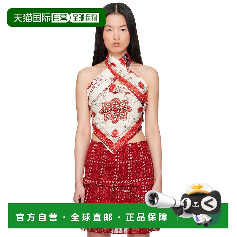 1h可退 潮奢 ISABEL MARANT 女士 灰白色 & 红色 Feyza 上装 HT06