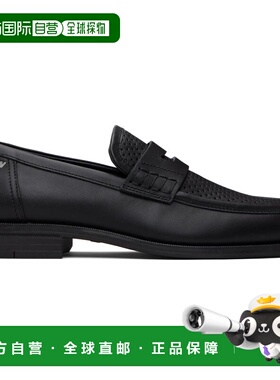 1h可退 潮奢 HUGO 雨果 男士 黑色穿孔乐福鞋 50548646一脚蹬