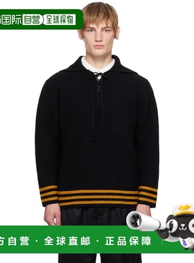 1h可退 潮奢 Bode 男士 黑色 Deck Stripe 毛衣 MRF24KT022针织衫