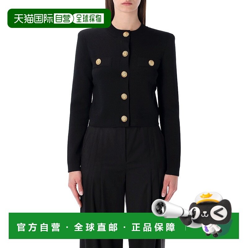 BALMAIN 女士针织衫 GF1KL000KJ430PA SS2026 黑色 Cropped cardi