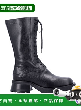 自营 潮奢 miista 女士 Vel 绑带皮质黑色靴子 E84022BLACK女靴