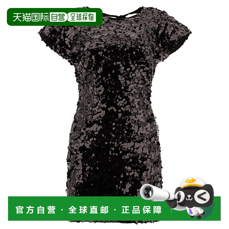 1h可退 GANNI 女士连衣裙 T4045099 SS2025 黑色 Velvet Sequins
