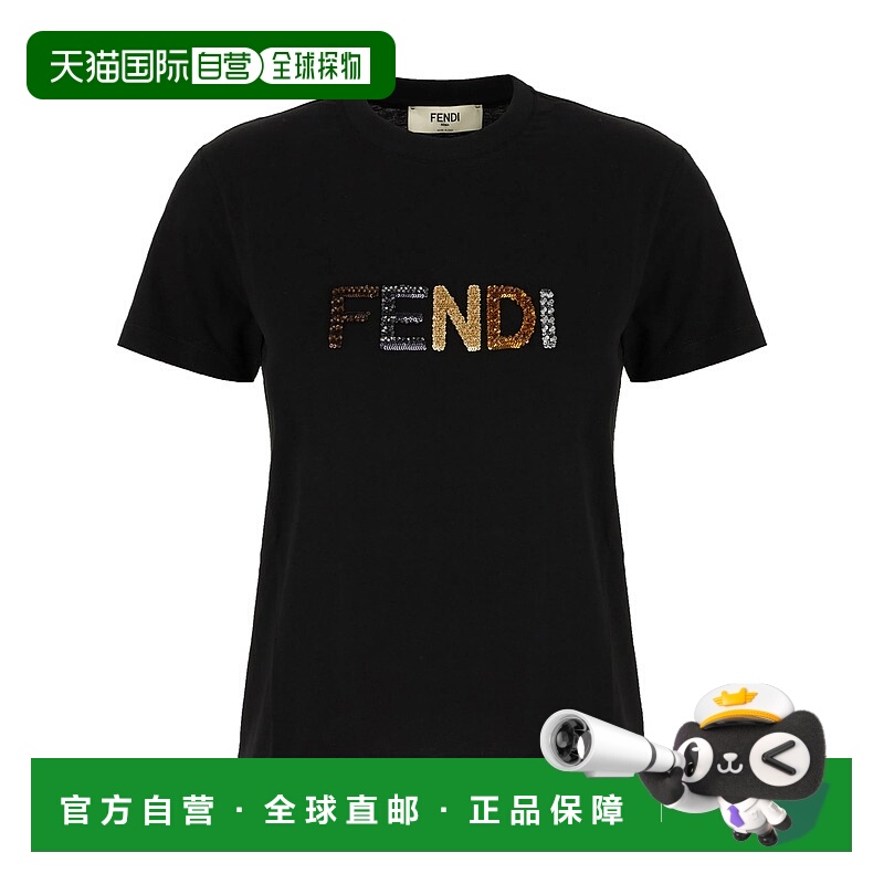 1h可退 FENDI 女士T恤 FS7254AT2DF0GME CO 黑色