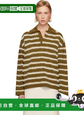 1h可退 潮奢 Ami Paris 女士 绿色 Striped Merino Wool Polo 衫