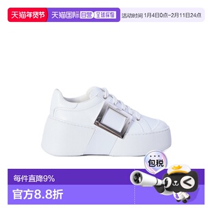 Roger Vivier/RV女鞋Viv Skate牛皮系带厚底休闲小白鞋