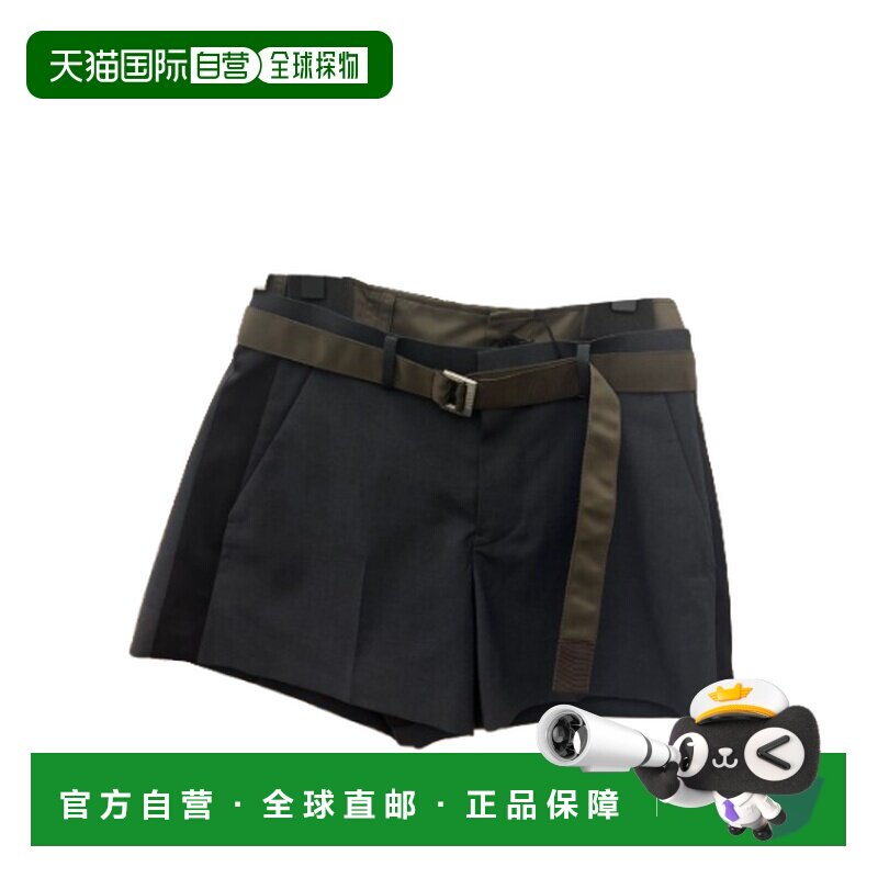 1h可退 SACAI 男士短裤 08291342 SS2026 黑色 Treated nylon twi