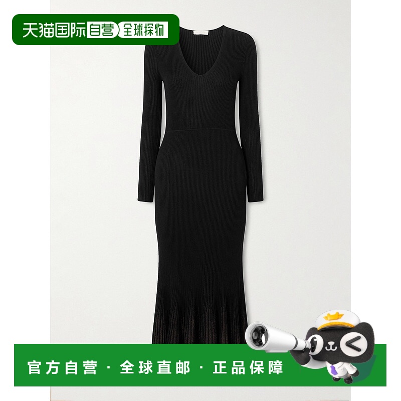 潮奢 ULLA JOHNSON 女士 Zeda 褶裥金属感罗纹针织中长连衣裙 PS2