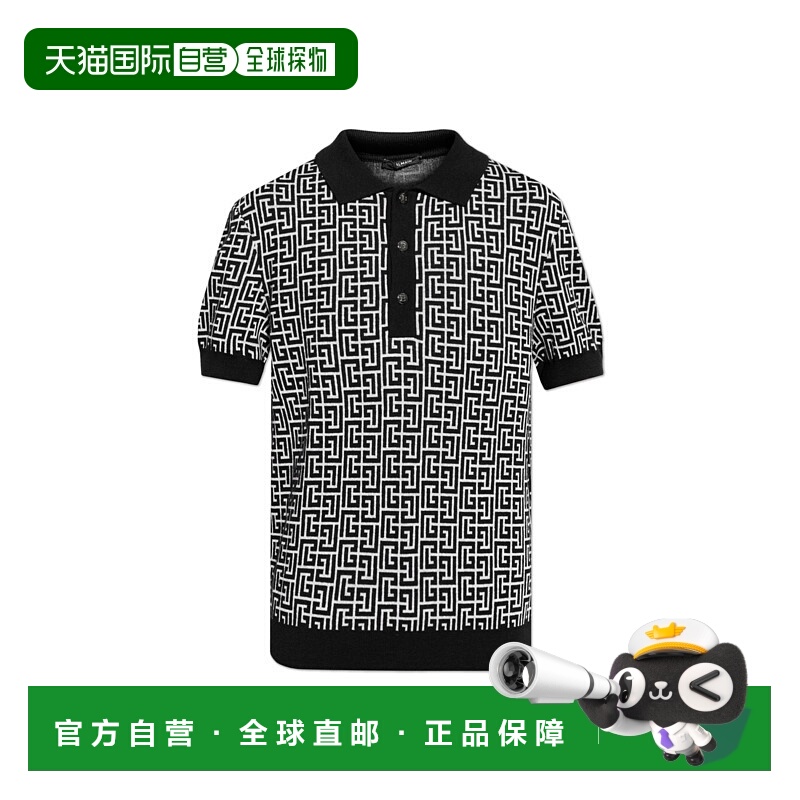 1h可退 BALMAIN 男士T恤 CH1GB020KB03GGD AW2024 黑色 翻领短袖P