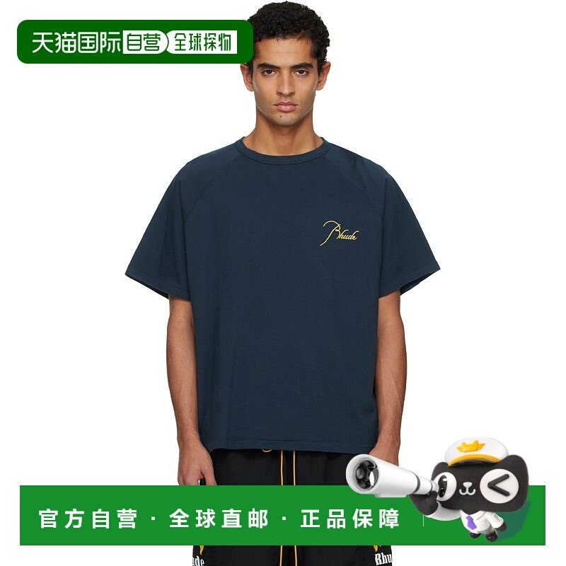 1h可退 潮奢 Rhude 男士 海军蓝 Classique Raglan Logo T 恤 RHP