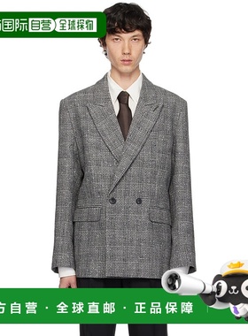 1h可退 潮奢 Ernest W. Baker 男士 灰色双排扣西装外套 BL22SPZ1