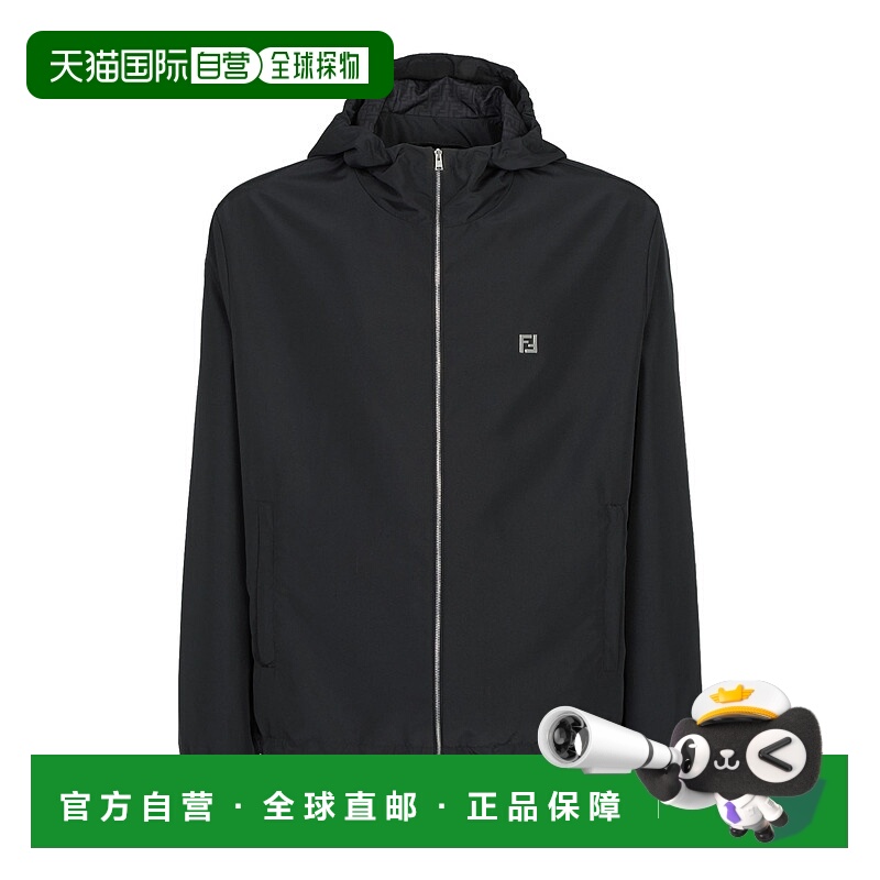 1h可退 FENDI 男士夹克 FAA960AU94F0GME SS2025 黑色 连帽夹克