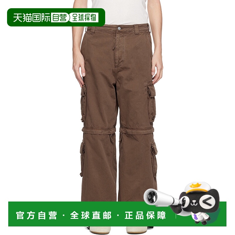 1h可退 潮奢 Erl 男士 棕色 Zip-Off 工装裤 ERL11P006