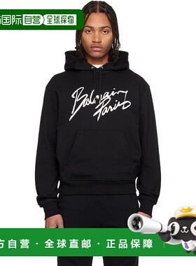 1h可退 潮奢 Balmain 巴尔曼 男士 黑色 Paris Writing 连帽衫 FH