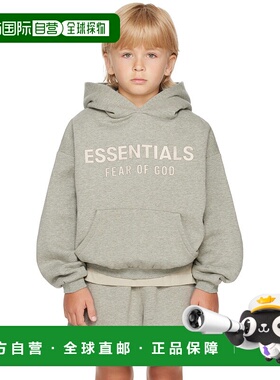 1h可退 潮奢 Essentials 女童 灰色贴饰儿童连帽衫童装 785SP2520