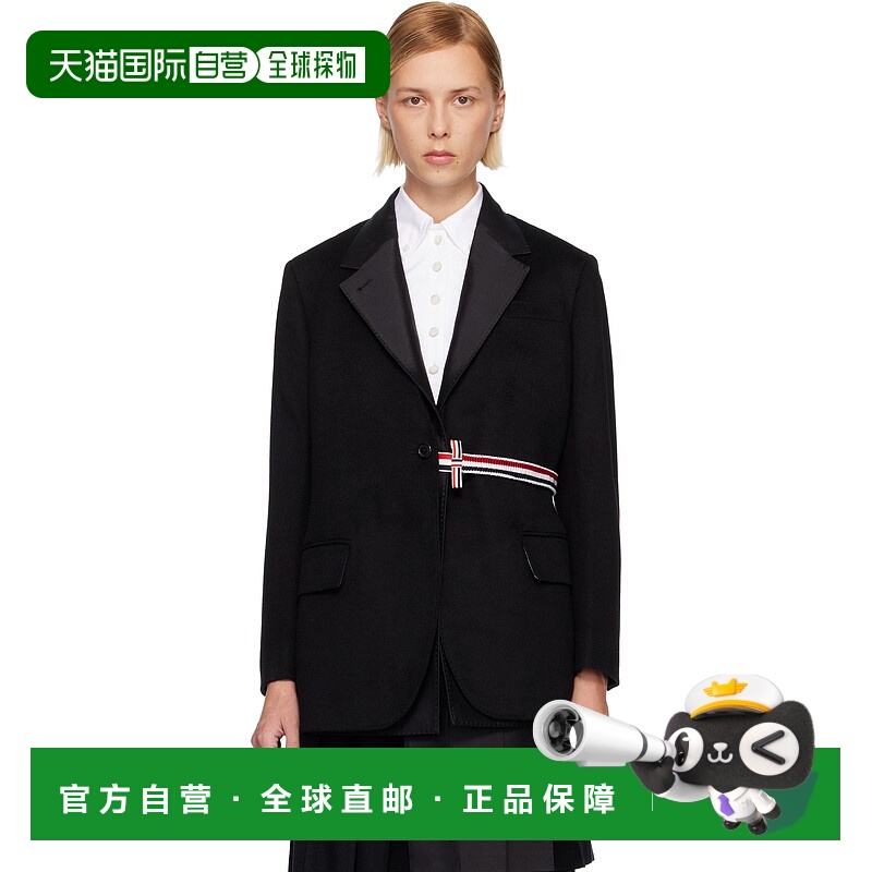 1h可退 潮奢 Thom Browne 汤姆 布朗 女士 黑色 Cashmere Wool 2-