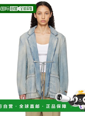 1h可退 潮奢 Msgm 女士 蓝色褪色牛仔夹克 3841MDG230L2572