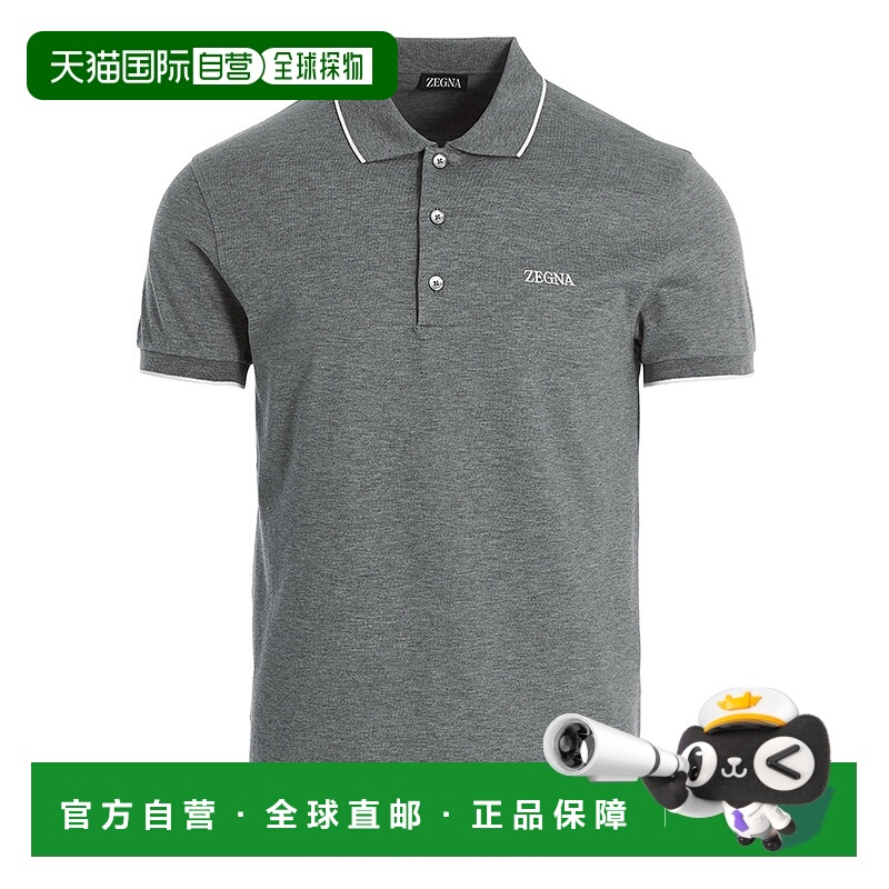 潮奢 zegna 杰尼亚 男士 灰色 Stretch Cotton Polo 衫 E7358A5B7