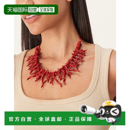 1h可退 潮奢 ASOS 女士 details 设计短款绳子大人造红色珊瑚色项