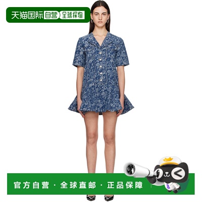 1h可退 潮奢 GANNI 甘尼 女士 蓝色 Tapestry 连衣裙 J1870