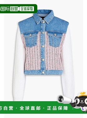 1h可退 潮奢 Maje 女士 金属感粗呢牛仔布夹克 MFPBL00687ROSEECR