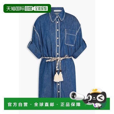 1h可退 潮奢 ZIMMERMANN 女士 Whipstitched 牛仔迷你衬衫式连衣