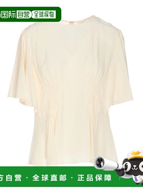 CHLOÉ 女士衬衫 C24SHT03004114 SS2024 白色 圆领罩衫