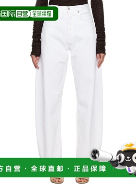 1h可退 潮奢 AGOLDE 女士 白色 Luna High Rise Pierced Taper 牛