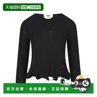 AW2025 黑色 Ribbed 女士T恤 Neck FS9741AVFE0 FENDI Fendi