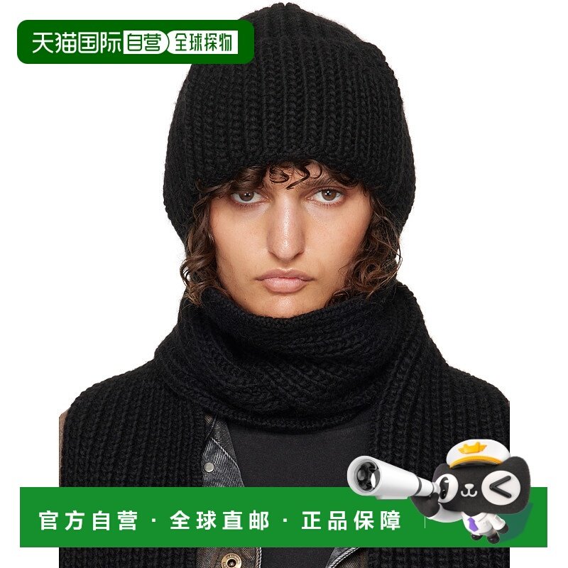 1h可退 潮奢 We11Done 女士 黑色 Chunky Muffler 毛线帽 WDKH324