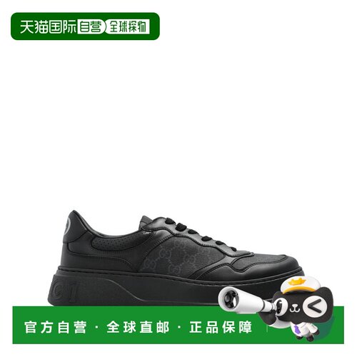 1h可退 GUCCI 男士运动鞋 669582AAEFU1000 SS2025 黑色 GG 系带