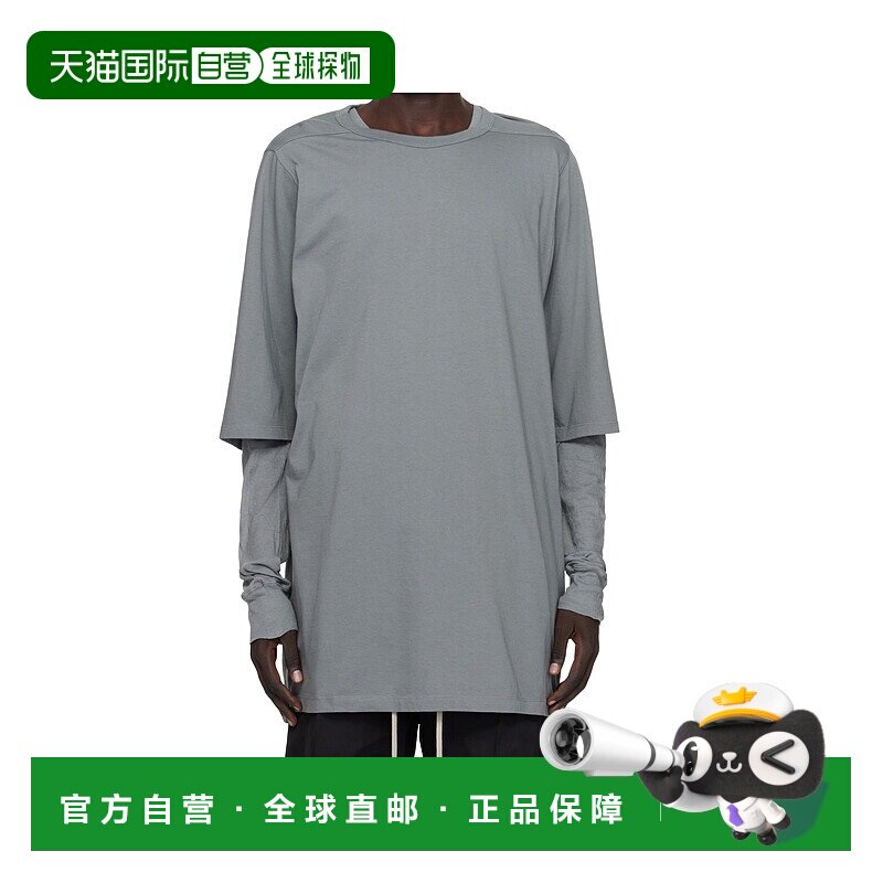 RICK OWENS 男士T恤 RU02E1266UC06 AW2025 灰色 长袖 T 恤