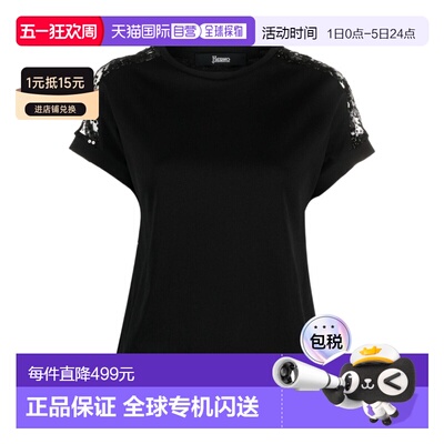 HERNO 女士衬衫 JL000103D520529300 AW2023 黑色 圆领短袖T恤