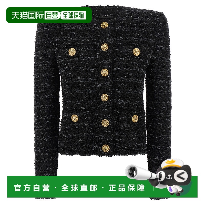 1h可退 BALMAIN 女士夹克 FF0SK890KJ160PA AW2025 黑色 Tweed Bl