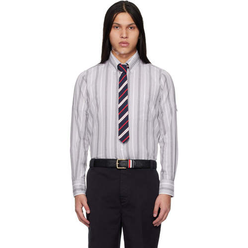 潮奢 Thom Browne 汤姆 布朗 男士 灰色 Madras Cotton Repp Stri