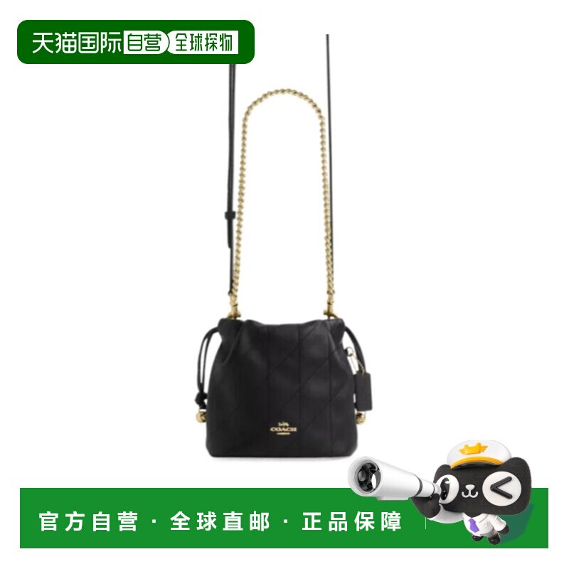 COACH 女士斜挎包 CDB69IMBLK SS2024 黑色 Faye迷你绗缝抽绳包