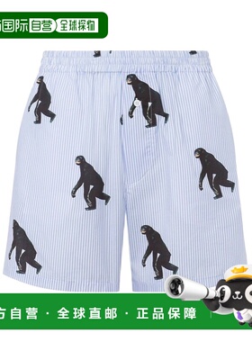 MOSCHINO 男士短裤 A034402581303 SS2025 蓝色 图案印花条纹短裤