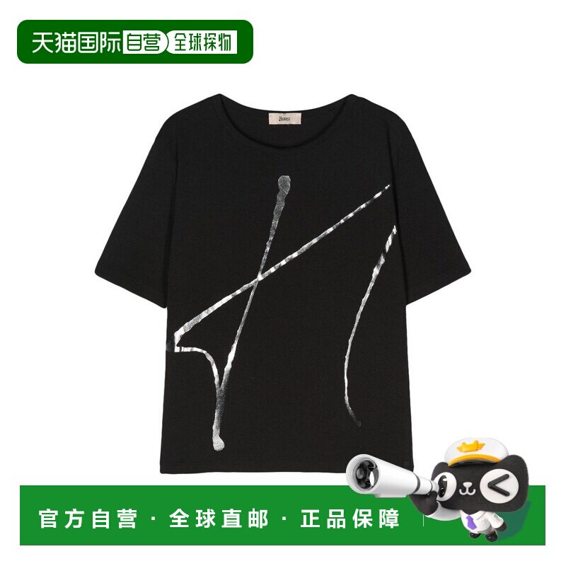 HERNO 女士衬衫 JG000212D520099300 SS2024 黑色 圆领短袖T恤图片