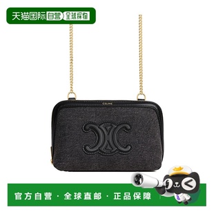 黑色 CELINE AW2025 10E382GV308BG TRIOMPHE牛仔布链 女士手提包