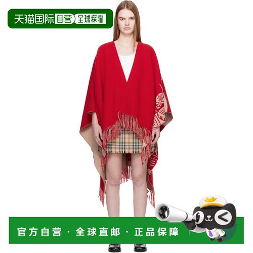 Burberry 巴宝莉 女士 红色 EKD Wool Cashmere 斗篷 8118759Cray