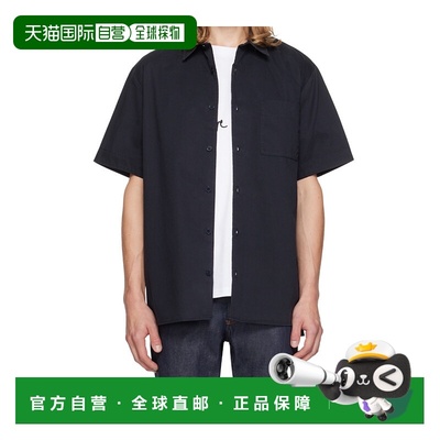 1h可退 A.P.C. 男士衬衫 COGZRH12589IAK AW2024 黑色 胸袋短袖衬