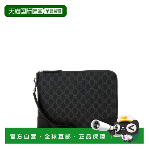 GUCCI 男士单肩包 821156FAD6M1000 CO 黑色 GG Emblem小号商务包